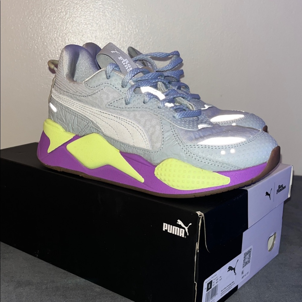 Puma RS-X Ron Funches Sneakers Women’s Size 8 Gray Purple Neon With Box